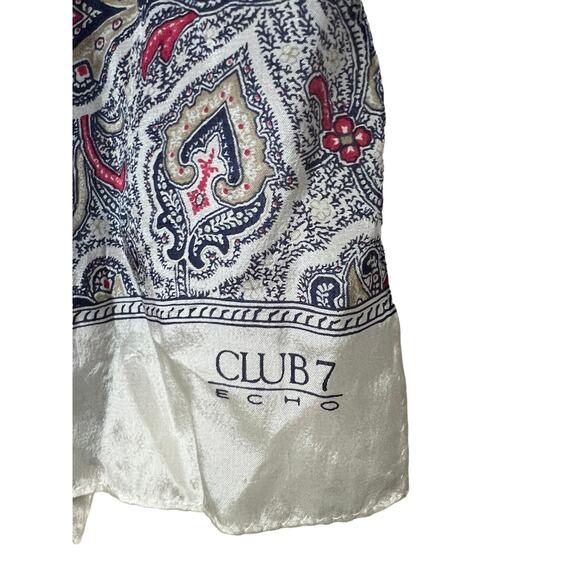 Echo Club 7 Silk Scarf Semi Sheer Paisley rectangle  cream - Picture 4 of 7